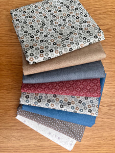 Hannah & Linen Texture Bundle Blue, Grey, Brown 8 x 1/2 metre fabric Bundle - 4 metres of fabric