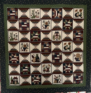 Ready Made - Court House Steps  Quilt - Sandwiched and Quilted - 57" x 57"