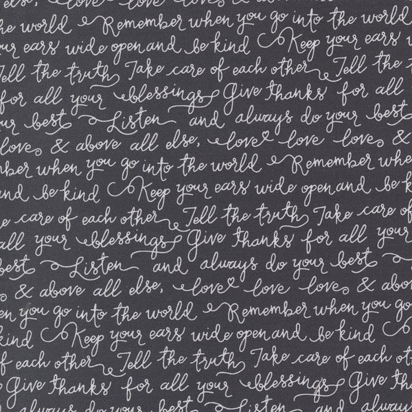 Moda - Country Rose Black words wording Fabric 1/4m Fat Quarter 5172-17