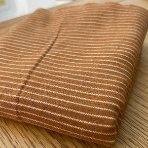 Sale Fabric 82:  REMNANT Rust Brown Brushed Cotton Stripe Fabric 16" x 45"