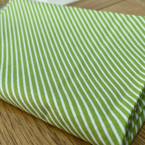 Sale Fabric 80:  REMNANT Green Diagonal Stripe Fabric 16" x 45"