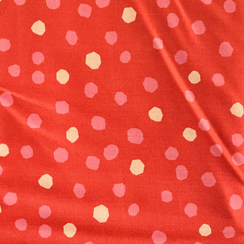£5 per metre - Red Orange Circles - 1m Fabric