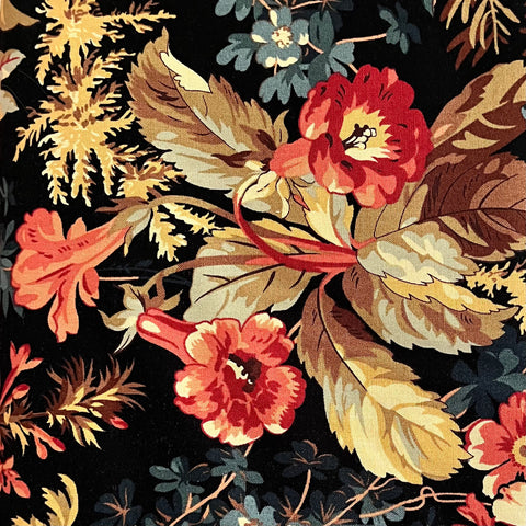 £5 Per metre! - Rich Black Floral - 1m Fabric