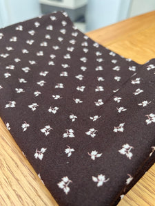 Sale Fabric 65: Brown w/cream leaf Shirtings Fabric Remnant 30" x 45"
