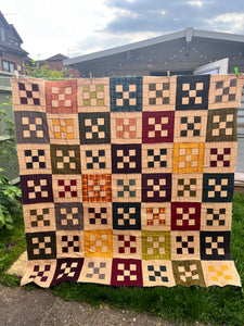 Very Cosy Squares Quilt top only - 72" x 72" - Brushed Cotton Fabric