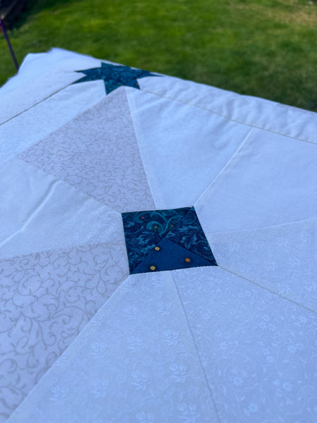 Teal Stars Sandwiched Quilt - 62" x 62" - Just needs completing