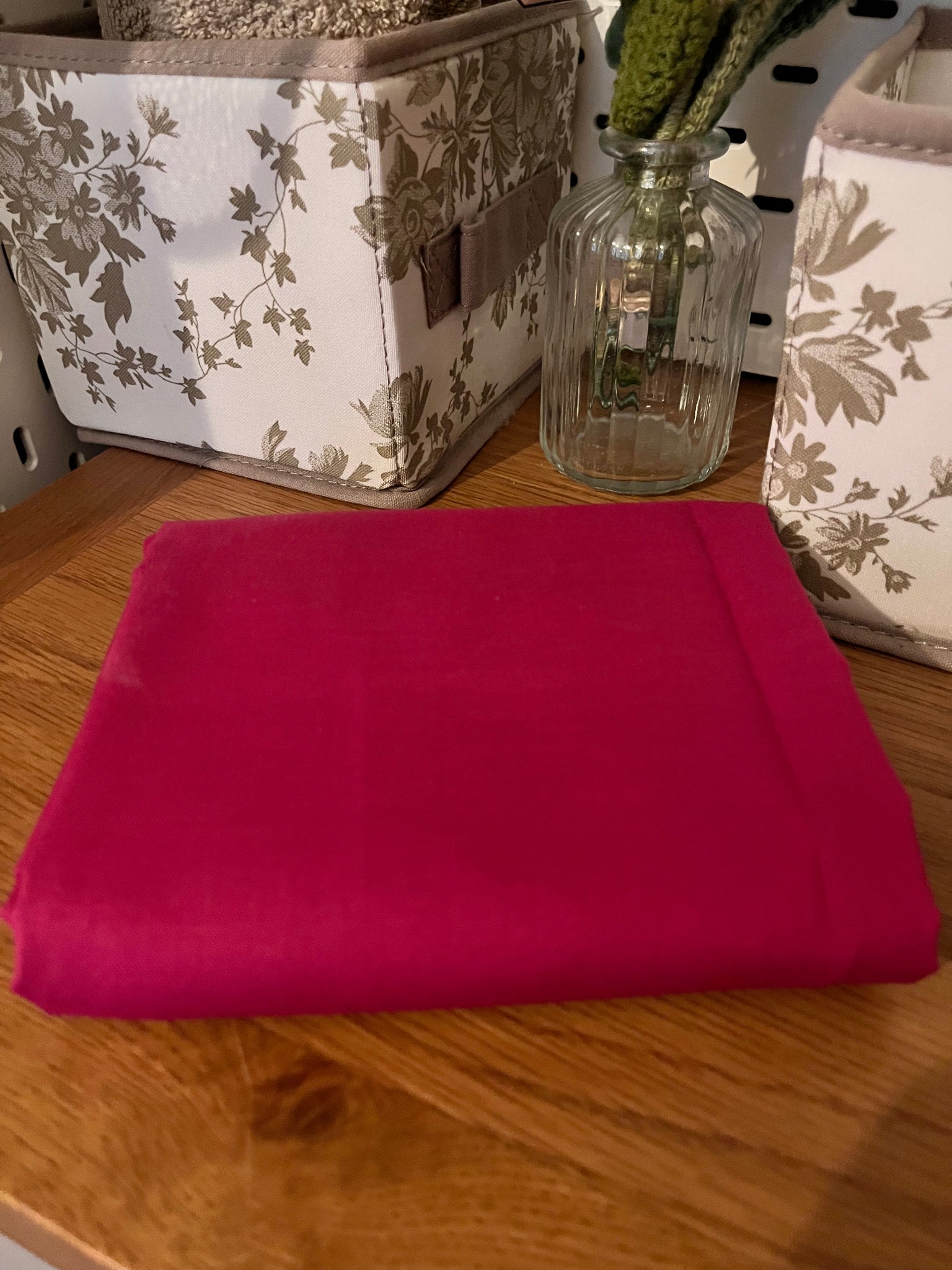 Sale Fabric 13: Plain Fuchsia Pink Fabric Remnant 28" x 45"
