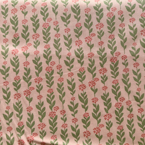 Sale Metres 8: Light Pink flowers floral Check Cotton Fabric 1/2m