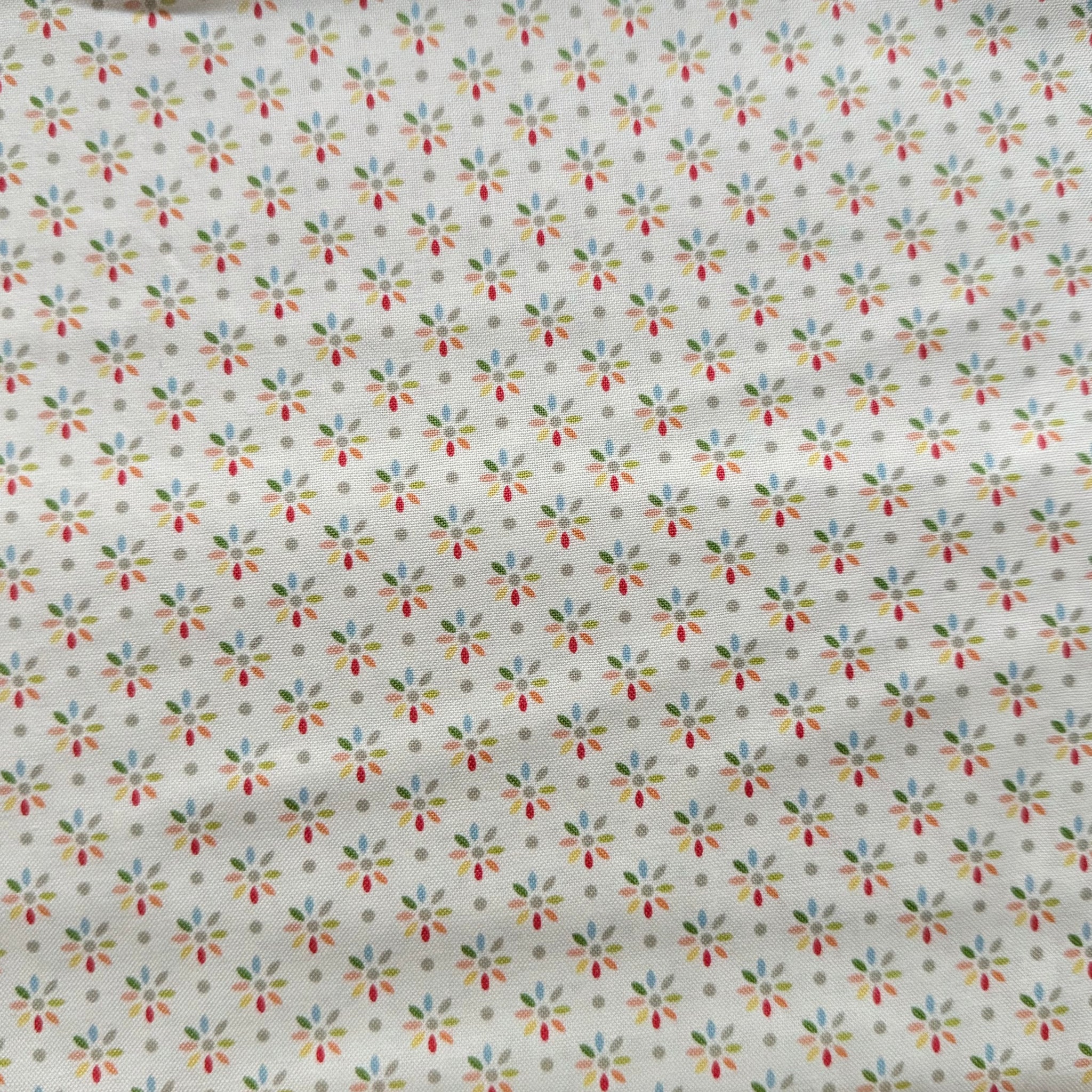 Sale Metres 7: Rainbow Multicolour flowers floral Check Cotton Fabric 1/2m