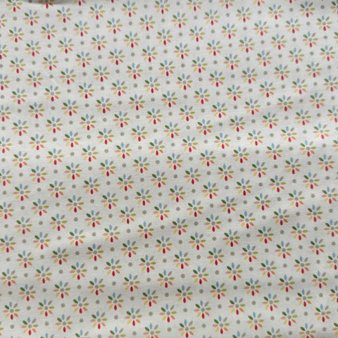 Sale Metres 7: Rainbow Multicolour flowers floral Check Cotton Fabric 1/2m
