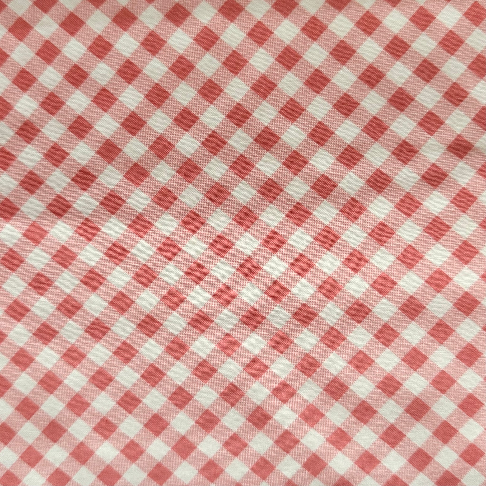 Sale Metres 6: Pink and White Gingham Check Cotton Fabric 50" x 45"
