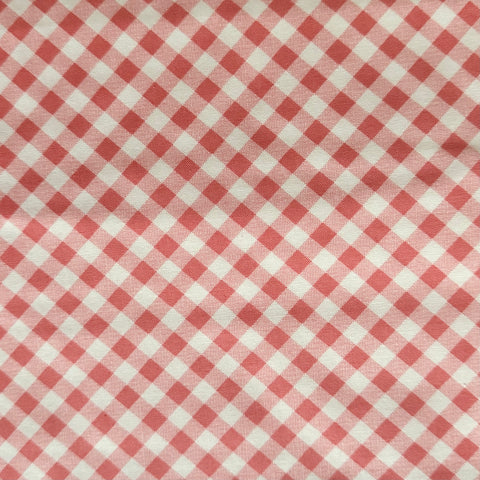 Sale Metres 6: Pink and White Gingham Check Cotton Fabric 50" x 45"