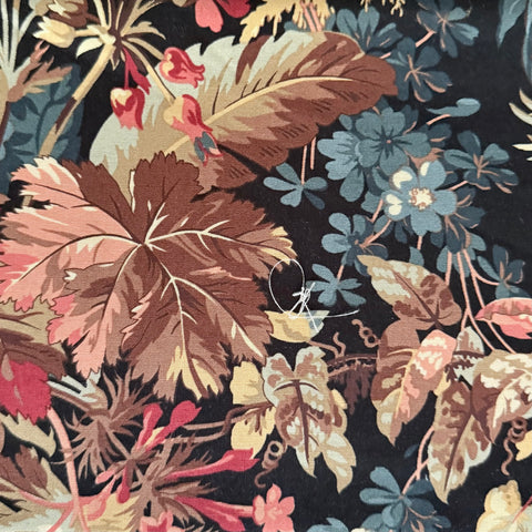 Sale Metres 4: Rich Floral with black background Cotton Fabric 1/2m
