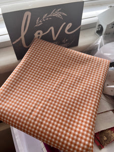 Sale Fabric 7  REMNANT Orange Gingham 39" x 45"