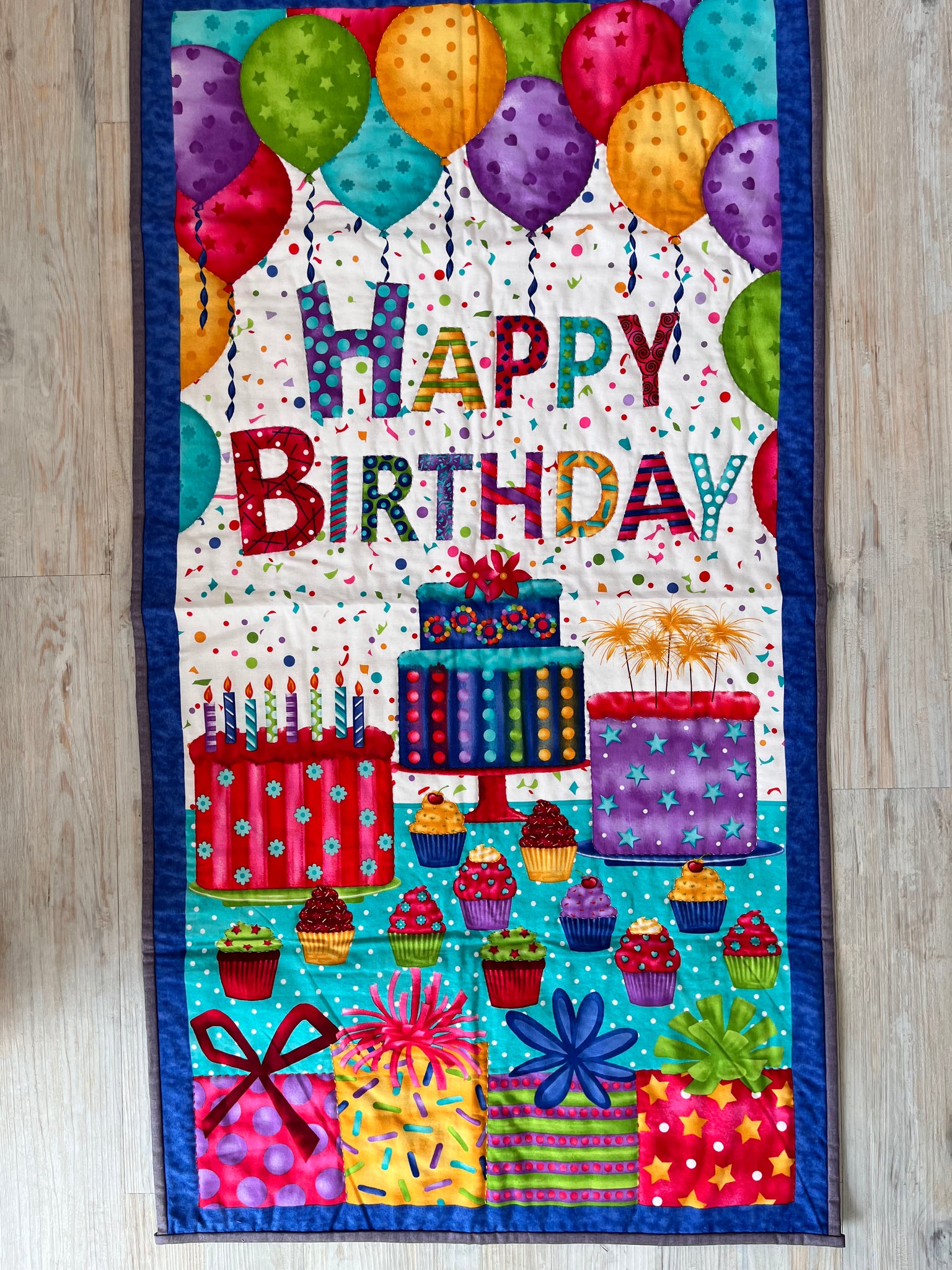 Happy Birthday Quilted Hanging 24" x 42" - Ready Made