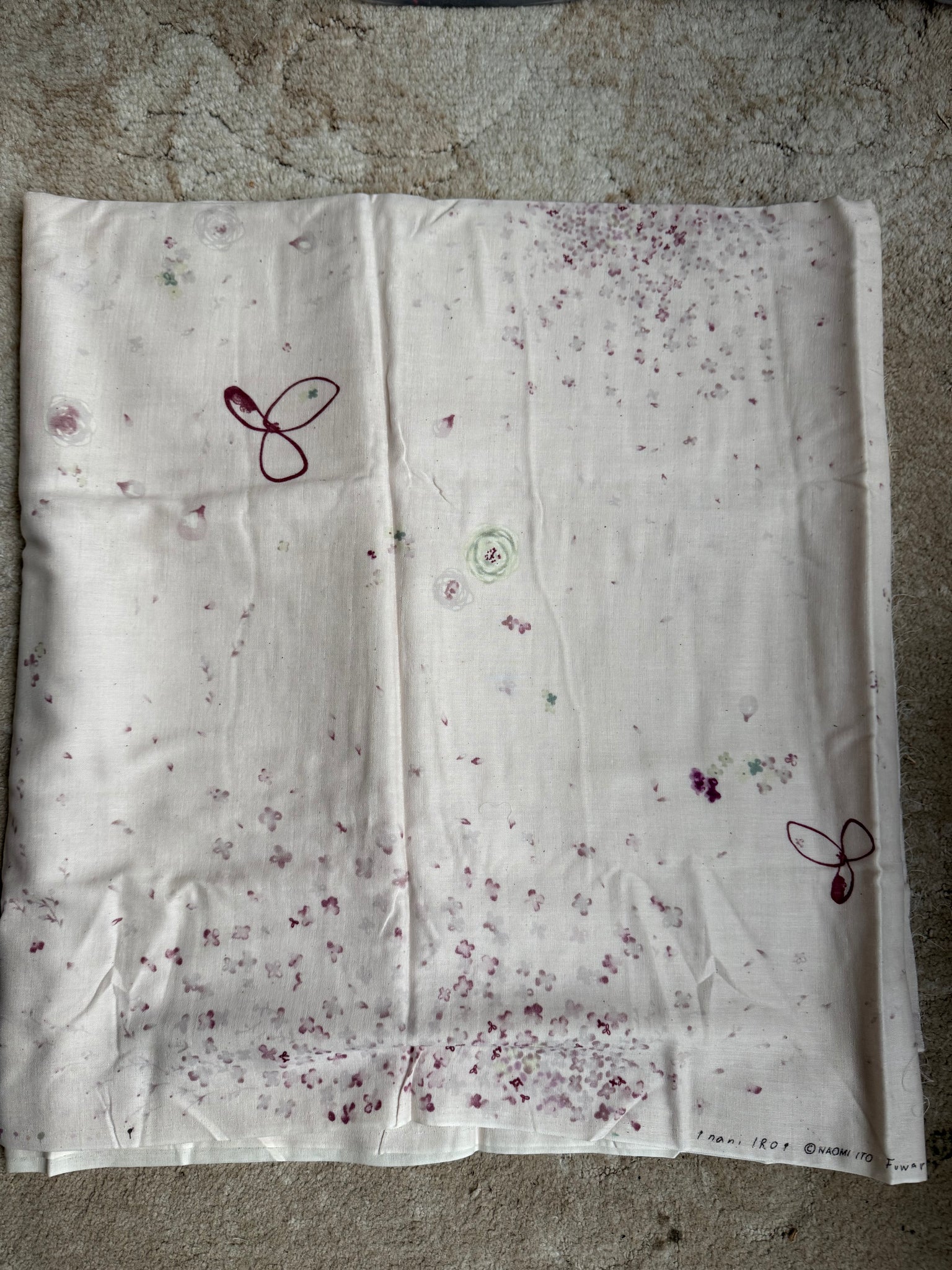 Beautiful Lightweight cotton fabric pale pink and purples - 1m