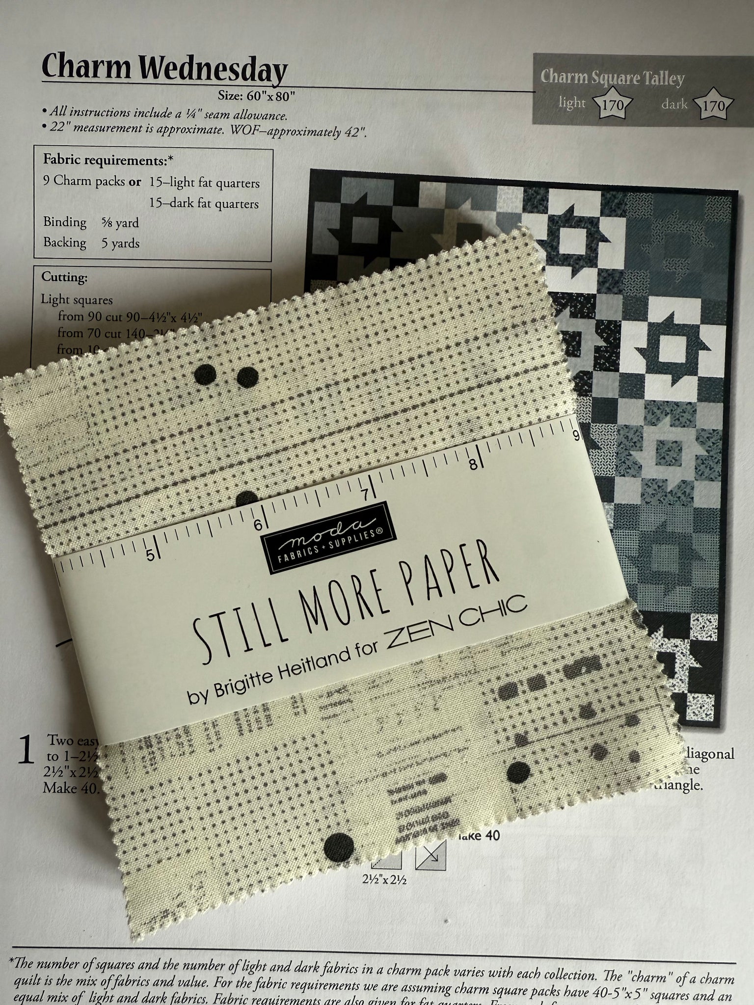 NEW ⭐️ £12 Tuesday ⭐️  Moda Still More Paper - Charm Pack PLUS FREE Pattern