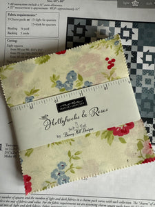 NEW ⭐️ £12 Tuesday ⭐️  Moda Hollyhocks and Roses - Charm Pack PLUS FREE Pattern