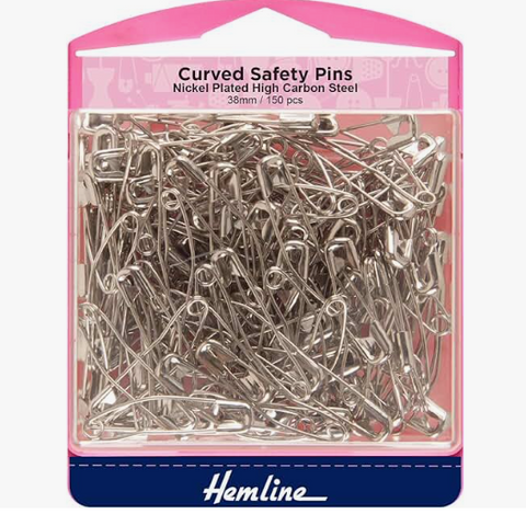 Hemline - 150 Curved Safety Pins Box 38mm