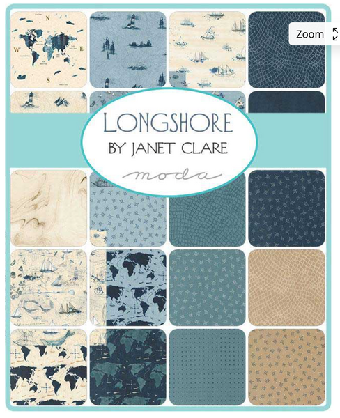 NEW ⭐️ £12 Tuesday ⭐️  Moda Longshore by Janet Clare - Charm Pack PLUS FREE Pattern