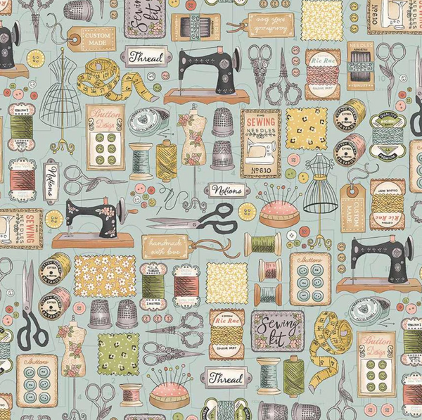 Atelier Notions Fabric 1/4m Blue background Fat Quarter