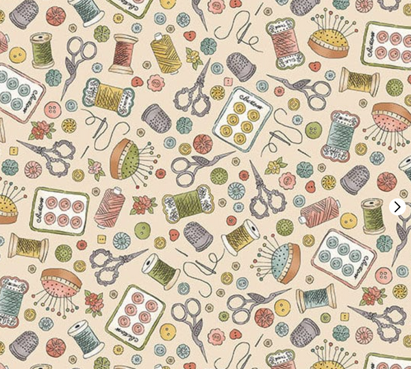 Atelier Notions Fabric 1/4m warm white background Fat Quarter D132 Q