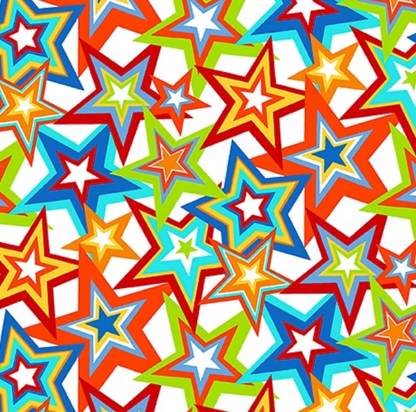 White Bright stars Fabric 1/4m Fat Quarter 2558 W