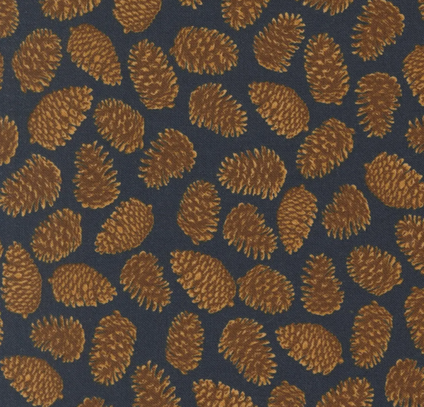 Moda Autumn Forest 14124 16 -  1/4m Cotton fabric Blue & Brown Pine cone
