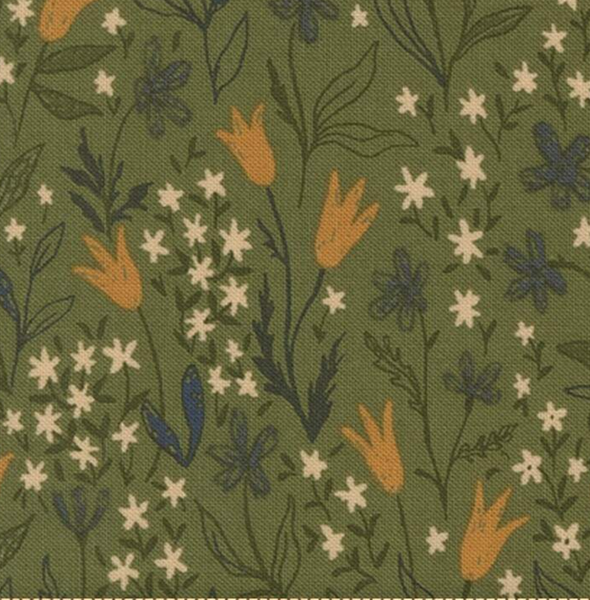 Moda Autumn Forest 14123 17 -  1/4m Cotton fabric Green fall leaves