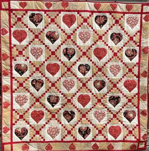 Red Pathway Whole Quilt  - Ready Made - 78" x 78"