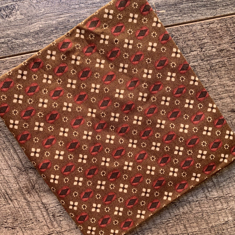 Sale Fabric 142 :  Brown With Red Diamond 1/4 metre