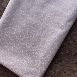Sale Fabric 156:  Cream with white Hearts 1m