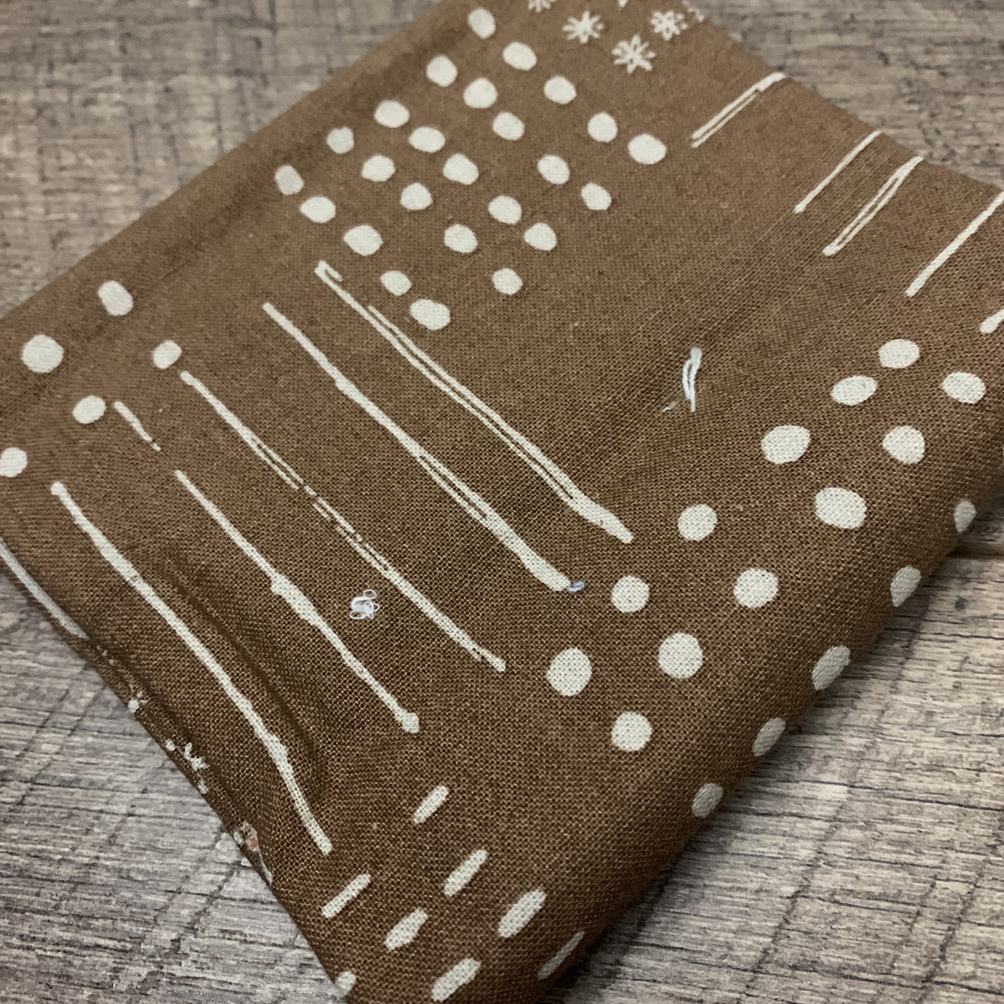 Sale Fabric 184 :  Brown Lines and Dots 1/2m Linen
