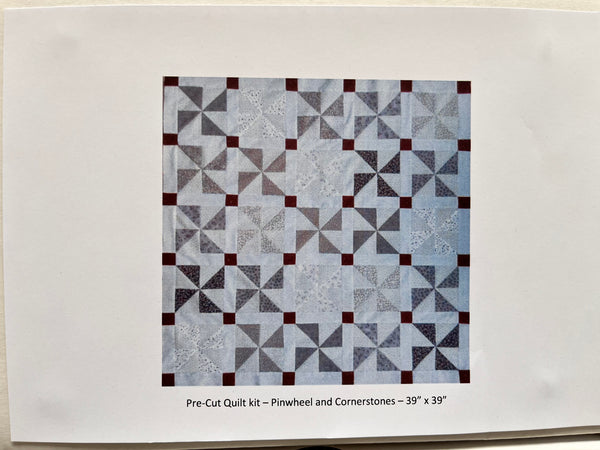 LAST ONE - Pinwheel & Cornerstones - Pre-Cut Quilt Top - 39" x 39"