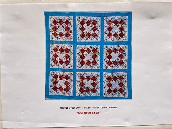 🖤 LAST ONE - Songbird Tile Effect - Pre-Cut Quilt Top - 48" x 48"