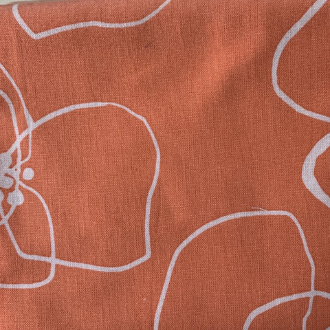 Sale Fabric 108 - Coral w/large white flower 1/4m