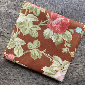 Sale Fabric 175 :  Brown Floral Fabric Fat Quarter 1/4m