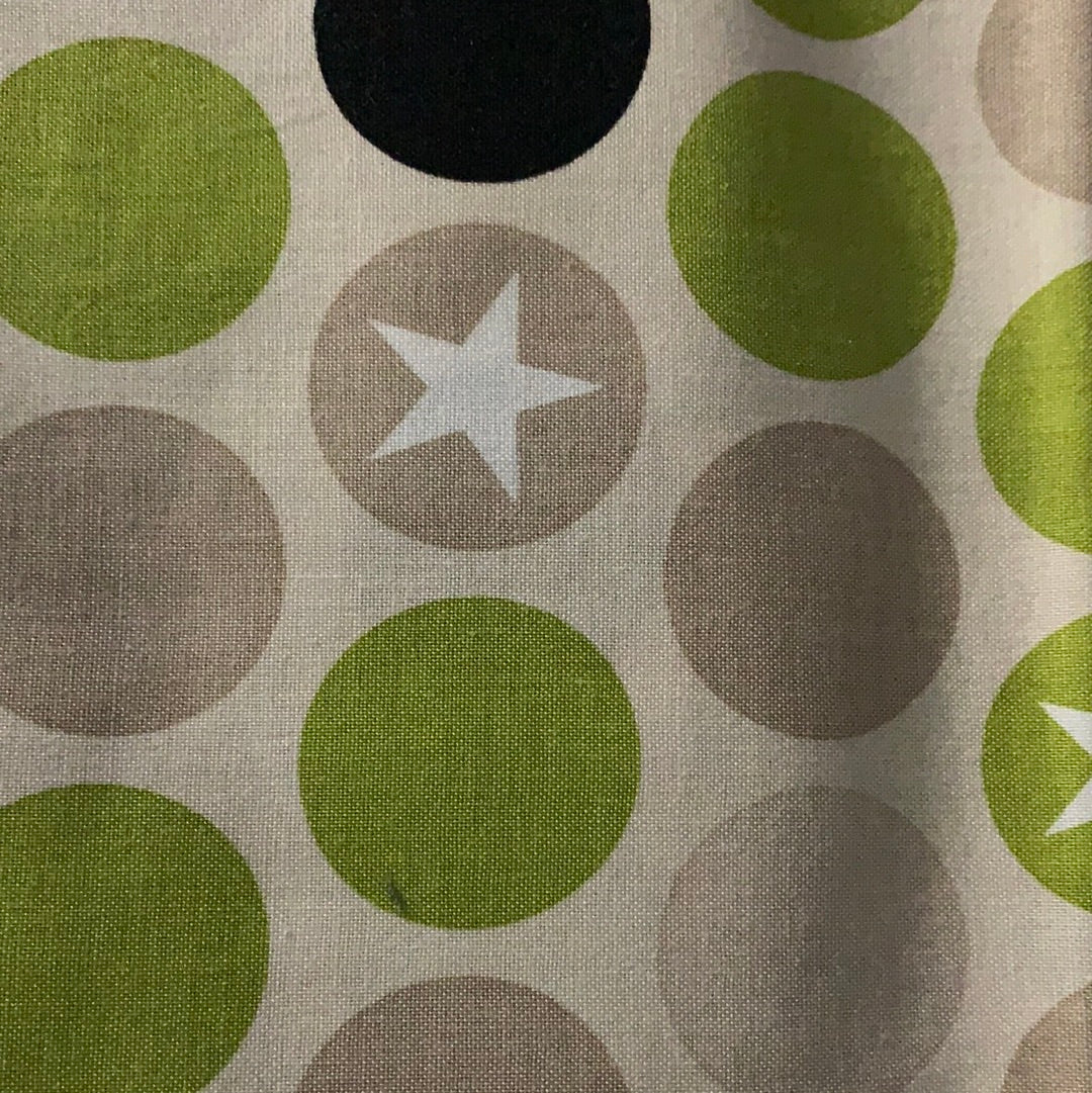 Sale Fabric 169: Green & Grey Circles 1/2m 20" x 45" approx