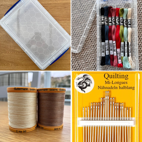 French General Quilt - FULL SET of Add ons - 4L box, Stitchery Set, Needles and Machine Thread