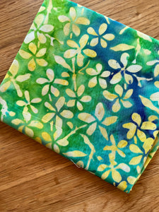 Sale Fabric Z108 : Blue Green Yellow Batik 20" x 22" approx