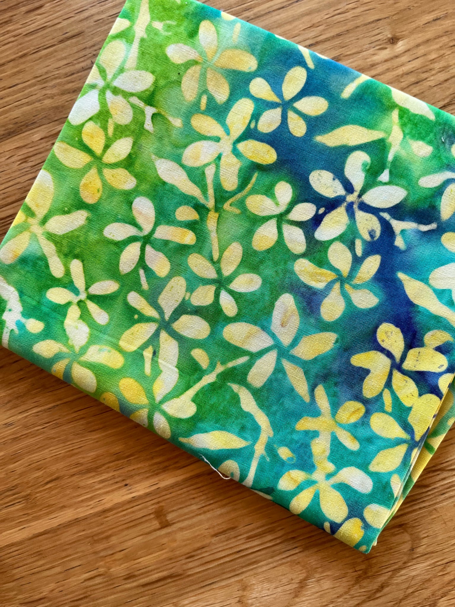 Sale Fabric Z107: Blue Green Yellow Batik 17" x 45" approx