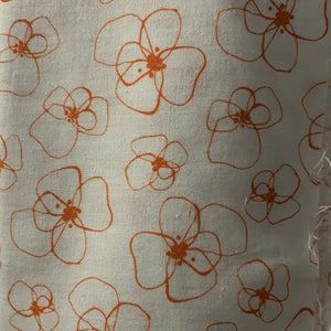Sale Fabric 158 : White with Coral flowers 1/2m 20" x 45" approx