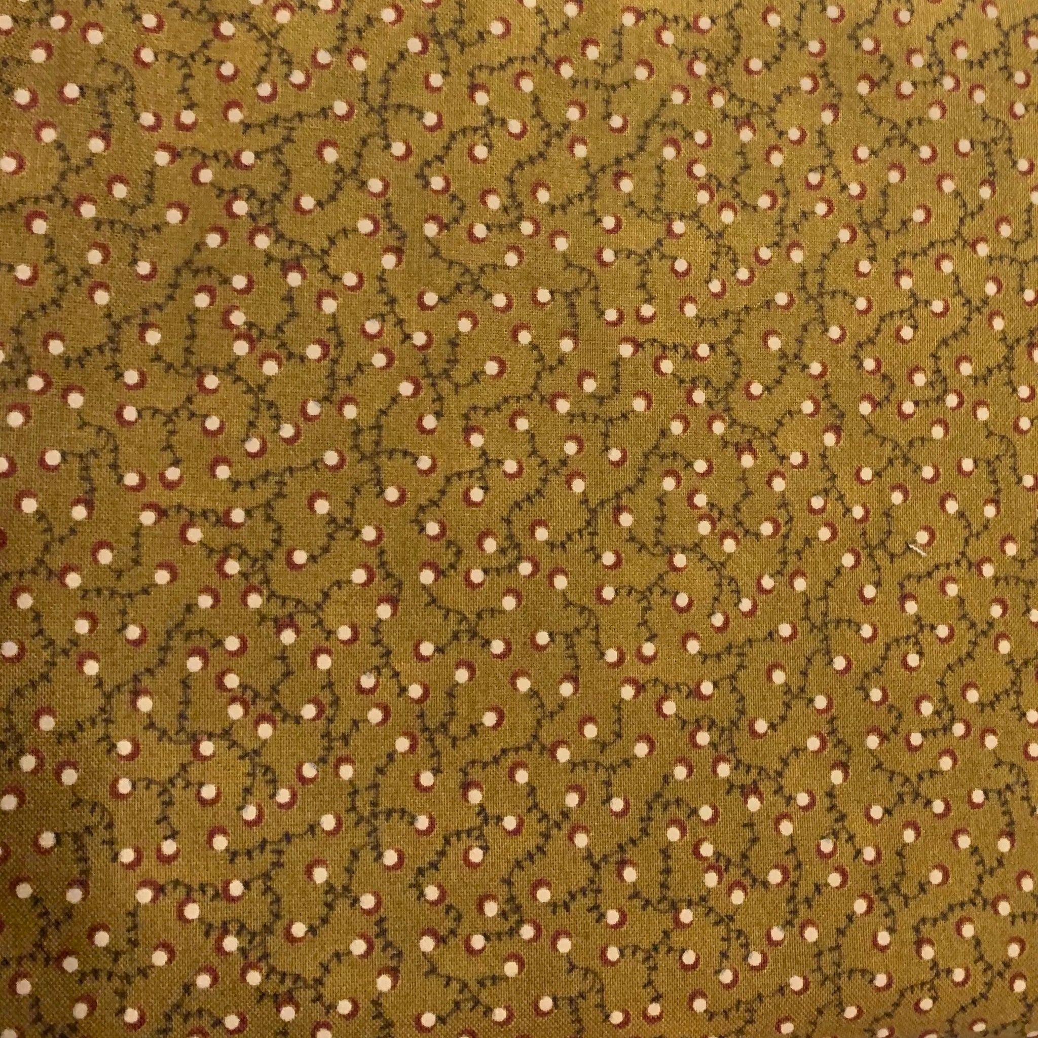Stof Katie’s Cupboard Brown with Cream dot pattern fabric 4703 587 - 1 1/2 mtrs x 45"